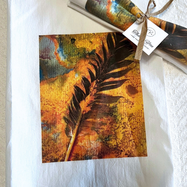 Artsy Cotton Flour Sack Tea Towel, Copper Plume