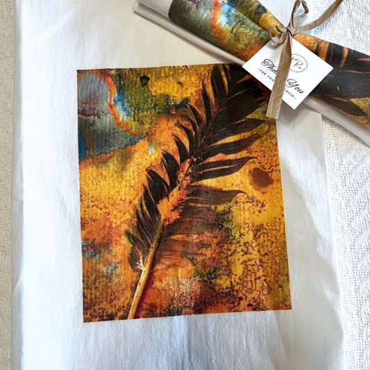 Artsy Cotton Flour Sack Tea Towel, Copper Plume