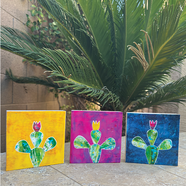 Colorful Triptych Cactus Collage